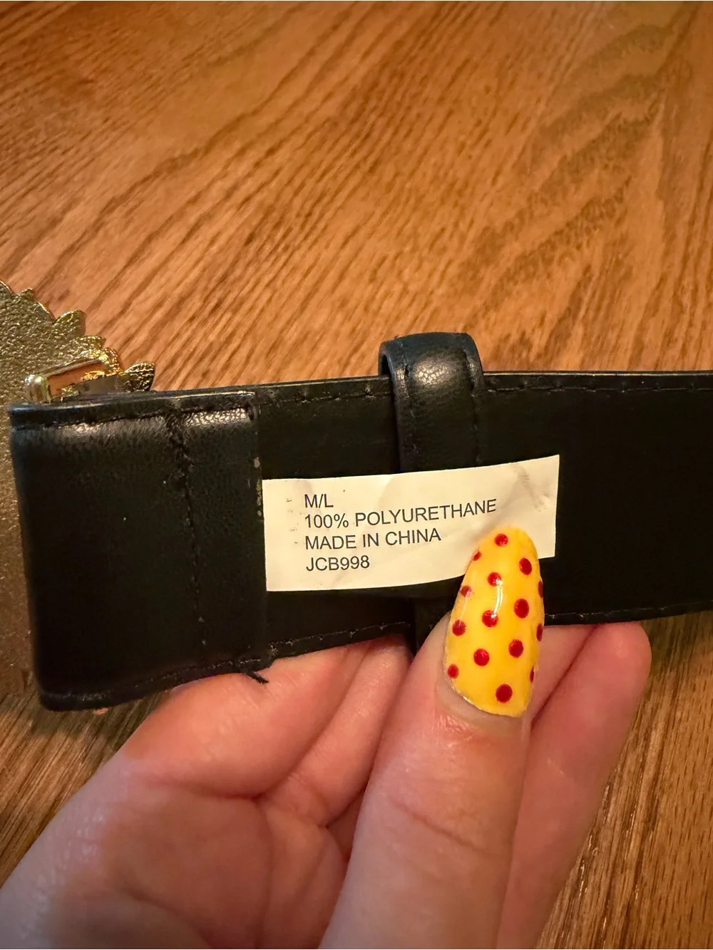 Juicy Couture Gold Heart Medallion Black Leather Belt